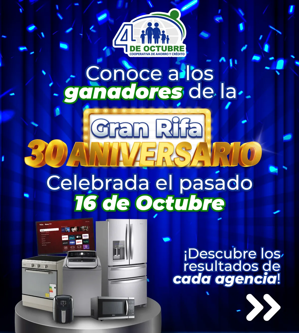 Conoce a los ganadores de la Gran Rifa 30 Aniversario, celebrada el pasado 16 de octubre